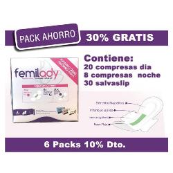 FEMILADY-PACK AHORRO 30% (20 COMPRESA DIA+ 8 COMPRESA NOCHE + 30 SALVASLIP)