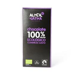 ALTERNATIVA-CHOCOLATE TABLETA 100% CACAO BIO S/G 80 Grs.