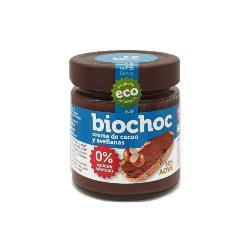 BIOCHOC CREMA CACAO Y AVELLANAS 0% AZUCARES AÑADIDOS TARRO 200 Grs.