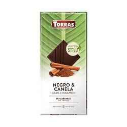 TORRAS-STEVIA CHOCOLATE NEGRO CON CANELA S/G 125 Grs.