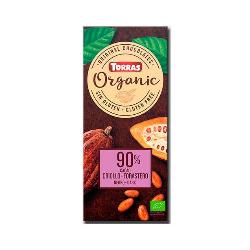 TORRAS-CHOCOLATE NEGRO 90% CACAO CRIOLLO FORASTERO S/G 100 Grs. BIO