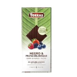 TORRAS-ESTEVIA CHOCOLATE NEGRO CON FRUTAS DEL BOSQUE S/A S/G 125 Grs.
