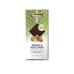 TORRAS-STEVIA CHOCOLATE NEGRO CON AVELLANAS S/G 125 Grs.
