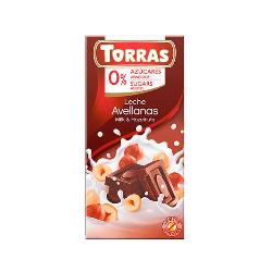 TORRAS-CHOCOLATE CON LECHE Y AVELLANAS S/A AÑADIDOS S/G 75 Grs.