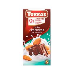 TORRAS-CHOCOLATE CON LECHE Y ALMENDRAS S/A AÑADIDOS S/G 75 Grs.