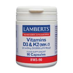 LAMBERT - VITAMINA D3 2000 UI Y K2 90 Mcg. 90 caps.